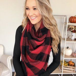 New Red Plaid Print Fashion Scarf